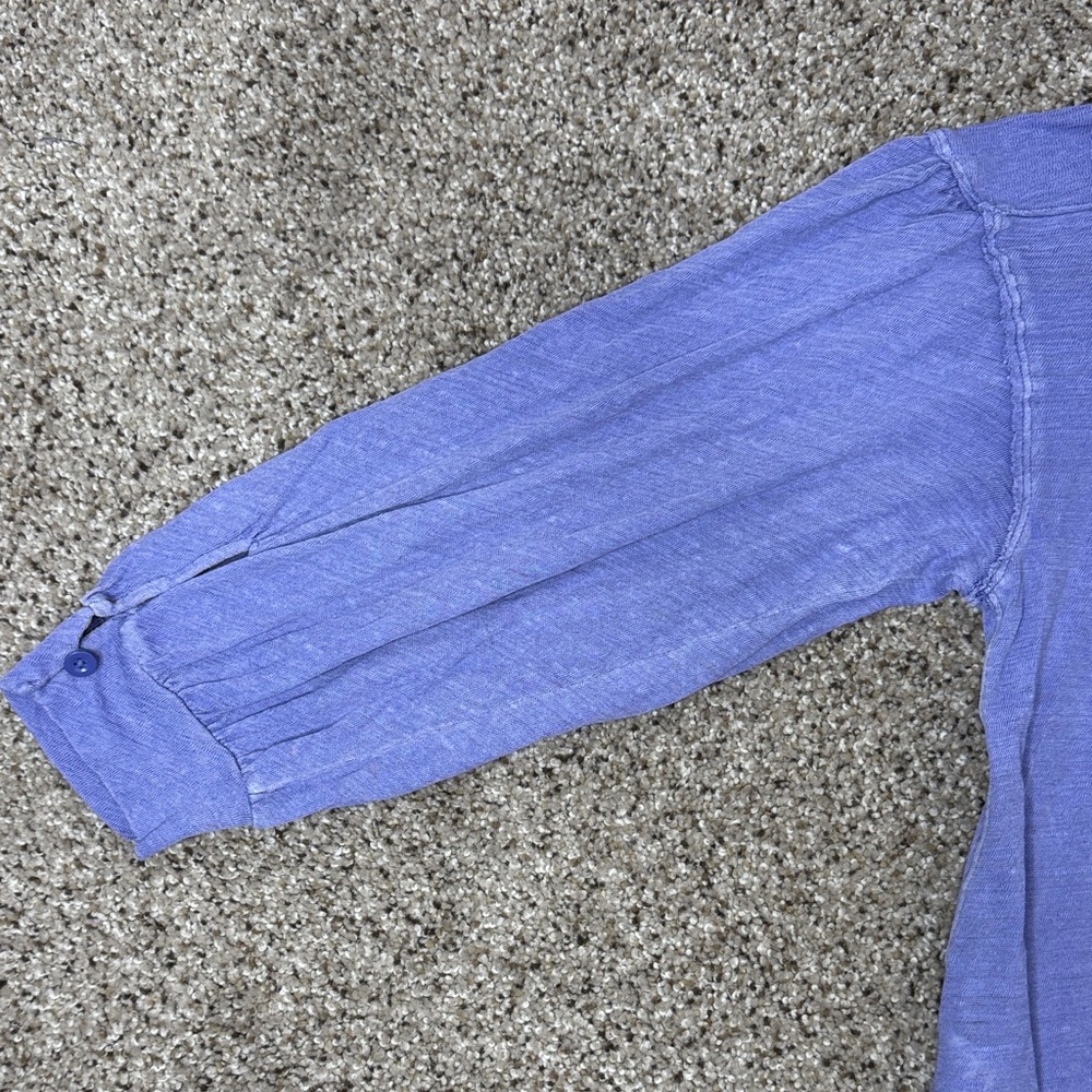 We The Free Rush Hour Linen Blend Periwinkle Long Sleeve Top - Picture 12 of 17